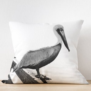 Beach Pillow Case Pelican Pillow Ocean Pillow Cover Bird Pillow Cover Ocean Decor Beach decor Ocean Throw Pillow Beach Pillow image 1