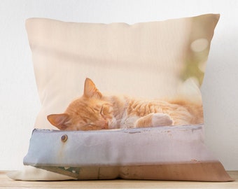 Cat Pillow - Kitten Cushion - Cat nap pillow - sleepy cat pillow - Orange tabby cat - Sleeping cat