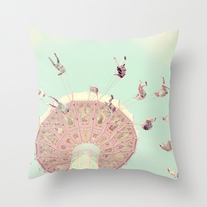 Carnival Pillow - Fair Pillow - Pretty vintage cushion - Swings Fair Vintage Retro Pillow - 16x16 18x18 20x20 Pillow Cover