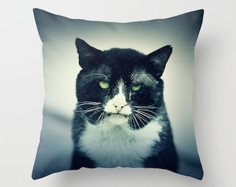 Cat Pillow - Halloween Pillow - Halloween Decoration - Scary Pillow - Scary Decoration - Creepy Cat Photo - 16x16 18x18 20x20 Pillow Cover