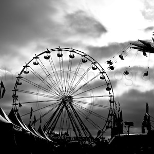 Carnival Photography - Ferris Wheel Photo - Black and White Photography - Dramatic Photo - 8x10 8x8 10x10 11x14 12x12 16x20 - Photography
