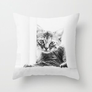 Katze Kissen Cover - Kitten-Kissenbezug - hübsch Katze Kissen - 16 x 16 18 x 18 20x20 Kissen Cover - schwarz und weisse Katze Kissen - Haustier-Kissen - niedlich