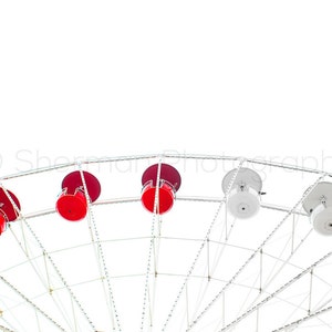 Carnival Photography Ferris Wheel Print Red and White Minimalist 8x10 8x8 10x10 11x14 12x12 20x20 16x20 Photography image 1