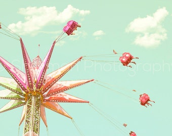 Carnival Photography - Fair Vintage Photos - Nursery Art - Blue Teal Fun Carnival 8x10 8x8 10x10 11x14 12x12 20x20 16x20 - Photography