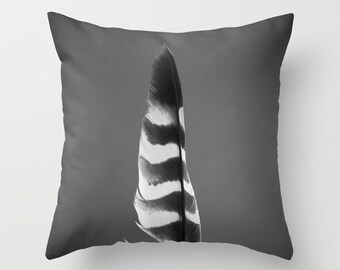 Feather Pillow - Beautiful Pillow Case - Striped Pillow Cover - Feather Cushion - Black and White - Modern Home Decor - Minimalist Art