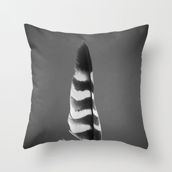 Feather Pillow - Beautiful Pillow Case - Striped Pillow Cover - Feather Cushion - Black and White - Modern Home Decor - Minimalist Art