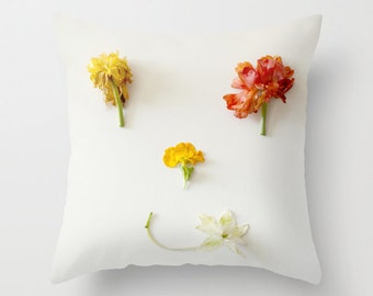 Ranunculus Pillow - Flower Pillow Case - Smile Pillow Cover - 16x16 18x18 20x20 Happy Pillow Cover