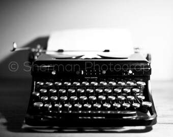 Photo Typewriter - Typewriter Print - Vintage Photo - Noir Photography - Black and white Photography - Writer Gift - Office Decor - Modern