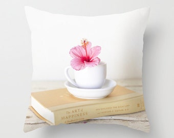 Flor de Hibiscus de taza de Té Almohada - cubierta de la almohadilla de 16 x 16 18 x 18 20x20