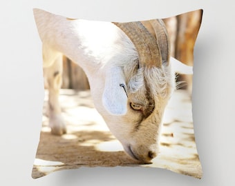 Goat Pillow - Farm Pillow - Barn Cushion - Yellow Pillow - 16x16 18x18 20x20 Pillow Cover - Animal Pillow - Nursery Pillow