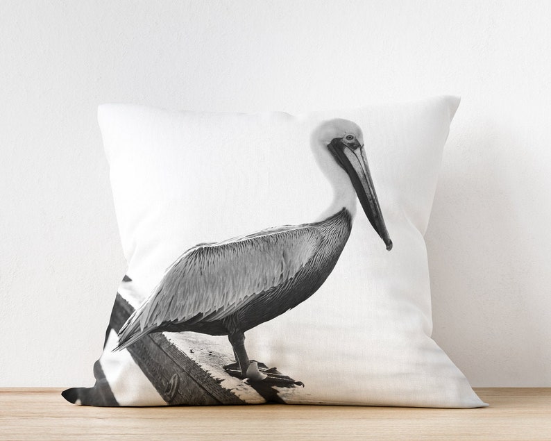 Beach Pillow Case Pelican Pillow Ocean Pillow Cover Bird Pillow Cover Ocean Decor Beach decor Ocean Throw Pillow Beach Pillow image 1