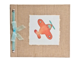 Airplane Baby Memory Book, First Year Keepsake Album, Newborn Gift