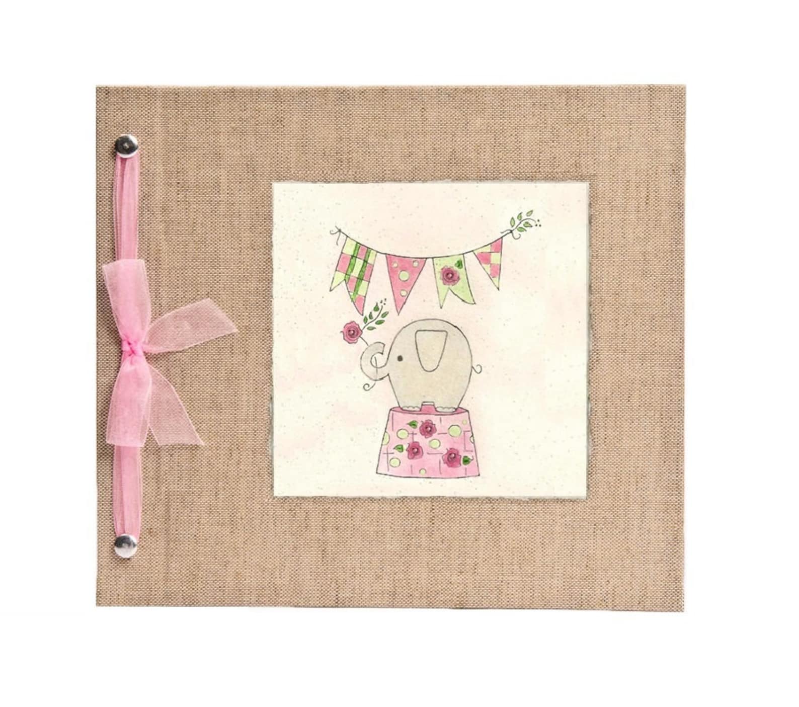 Baby Book Elephant Baby Memory Book Girl Baby Album Etsy