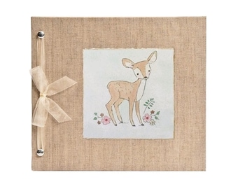 Fawn Baby Memory Book, Handmade Baby Shower Gift, Personalized First Year Keepsake