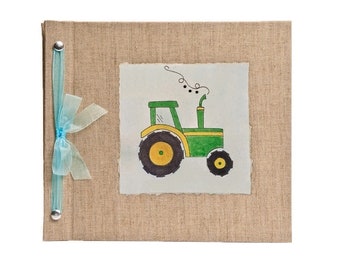 Baby Book, Tractor Baby Memory Book, Boy, Baby Album, Newborn Baby Shower Gift, Hugs Kisses XO, Personalized Book, Pregnancy journal, Diary