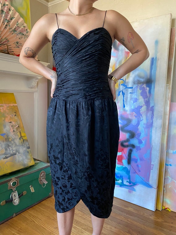 black silk party dress