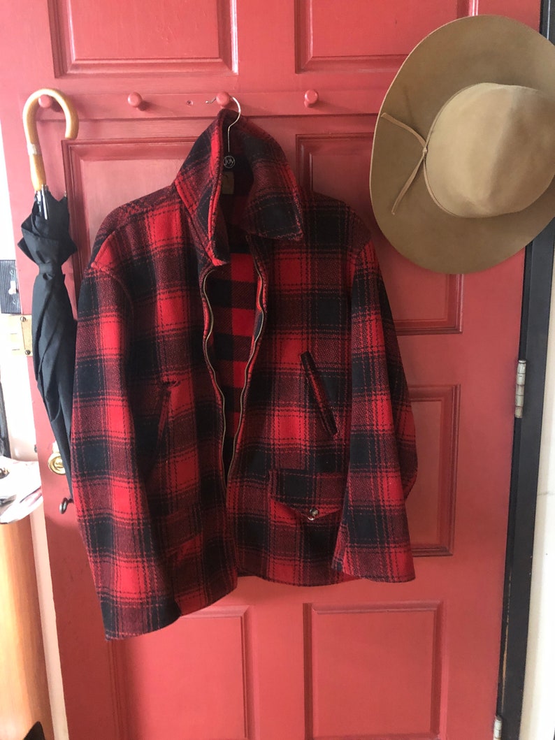 sz L 1940/'s-50/'s vintage Penney/'s Heavy Buffalo Plaid Hunting Jacket