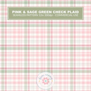 Może przedstawiać: Bezszwowy wzór cyfrowy z motywem różowo-szałwiowej kraty. Obraz zawiera tekst PINK & SAGE GREEN CHECK PLAID SEAMLESS PATTERN 12in 300dpi - COMMERCIAL USE oraz okrągłe logo z napisem diane rooney.