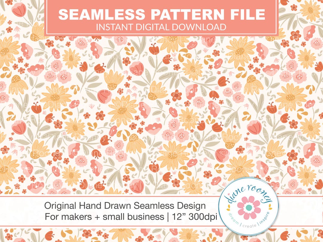 Boho Floral Seamless Pattern Wildflower Seamless File for Fabric Sweet ...