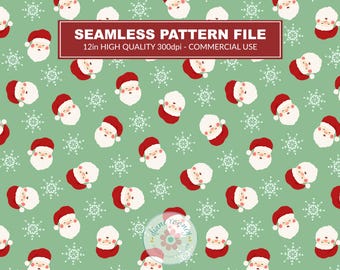 Santa Claus Seamless Pattern Traditional Father Christmas Holiday Print for Fabric Digital Download