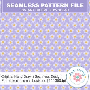 Daisy Seamless Pattern Digital Download Sweet Purple and Yellow Seamless File for Fabric Floral Repeating Pattern Ditsy Lilac Floral