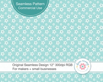 Stars Seamless Pattern Digital Download Tumbling Teal and White Stars Seamless File for Kids Commercial Use Repeating Patterns for Fabric