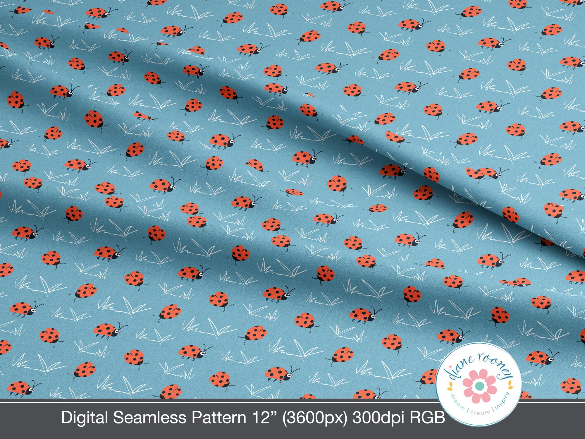 Ladybug Repeat Pattern Cute Ladybug Seamless Pattern Digital Download Ladybird Seamless File ...