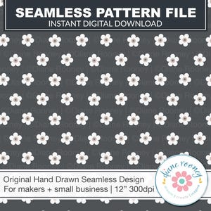 Black and White Daisy Polka Dot Seamless File for Fabric Daisy Flower Floral Digital Download Seamless Pattern High Contrast Modern