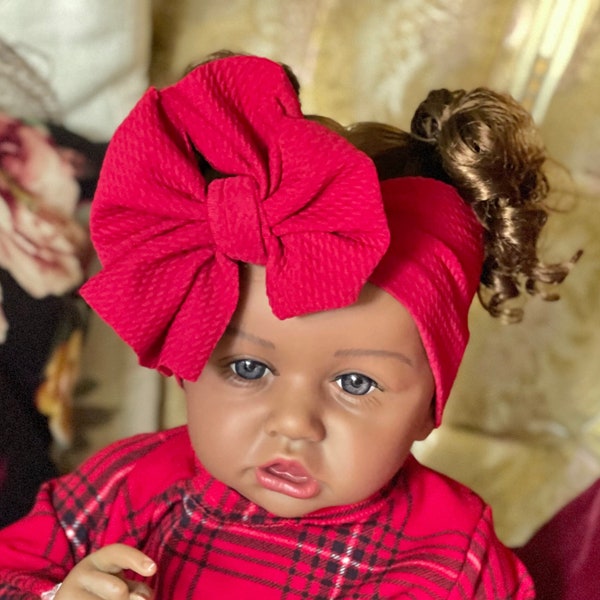 Ruby red big bow headband, red head wrap, big bow head wrap, big bow baby headbands