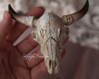 LAST ONE Small longhorn skull, mini cow skull, fake cow skull decor, cow horn decor, longhorn wall hanging decor