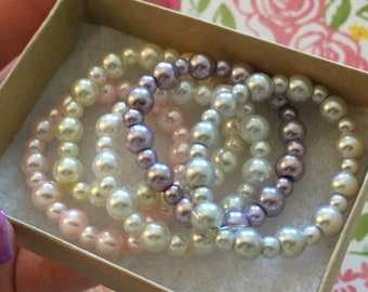 Small baby bracelets, pearl baby bracelets, baby jewelry, little baby bracelets, twin girls