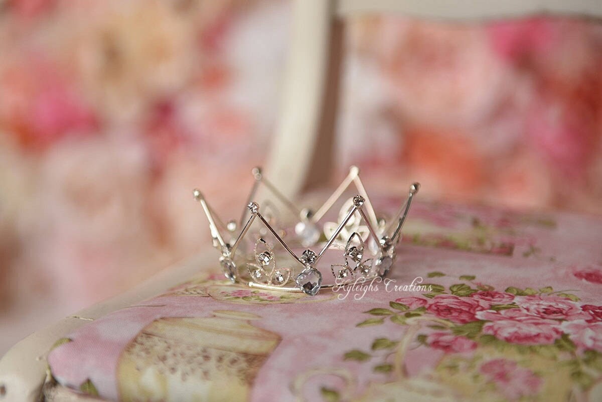 Rhinestone Hearts Baby Crown, available with pink or clear