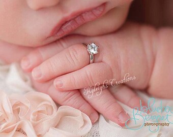 Silver newborn ring, newborn diamond ring, newborn jewelry