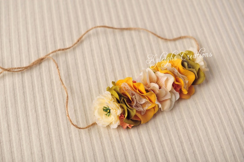 Fallcolor Floral Headband Flower Girl Headband Baby Halo Etsy