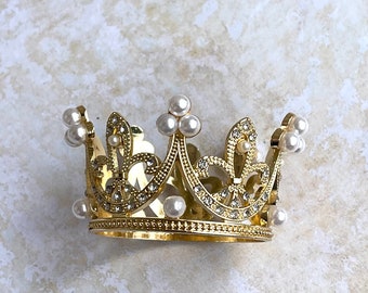 Gouden kleine tiara, pasgeboren gouden tiara, Pearl tiara, bunny tiara, kattentiara, dierentiara, huisdier haaraccessoires, huisdier mini kroon, hond tiara