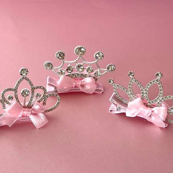 Set of 3 Mini crystal tiara comb, crown comb,  mini tiara, dog hair accessories, baby tiara clip, girl tiara hair clip