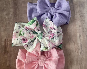 LAST SET Set of three PREEMIE size big bow head wraps