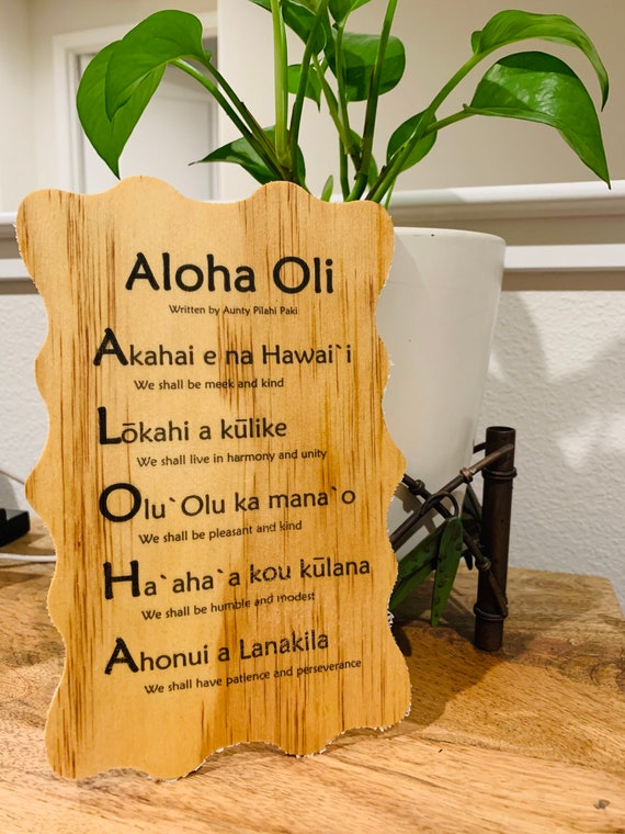 Handmade Aloha Oli on wood