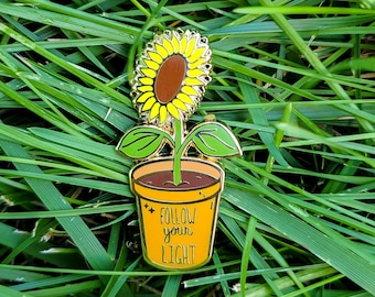 Girasole in vaso Segui il tuo leggero motivazionale dicendo Pianta Smalto Pin