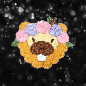 Toppa ricamata autoadesiva a forma di corona di fiori Bidoof