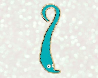 Dangling Worm on a String Enamel Pin