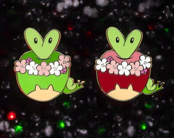 Spilla smaltata Happy Apple Dragon con fiori lucidi Applin