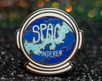 Blue Space Wanderer Astronaut Helmet Enamel Pin
