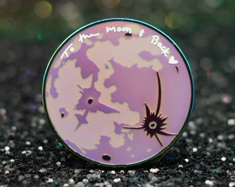 Rainbow White To the Moon and Back Transparent Enamel Pin