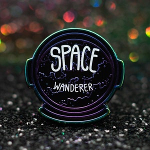 Rainbow Space Wanderer Astronaut Helmet Enamel Pin