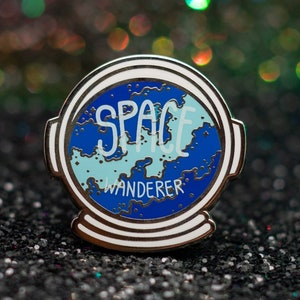 Blue Space Wanderer Astronaut Helmet Enamel Pin