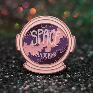 Pink Chrome Space Wanderer Astronaut Helmet Enamel Pin