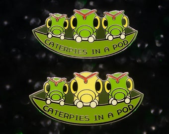 Caterpie Enamel Pin | Shiny Caterpies Peas in a Pod | Cliche Phrase Lapel Pin