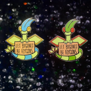 Shiny Flygon Enamel Pin | Let Flygons be Bygones | Cliche Phrase