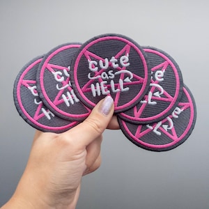 Cute as Hell embroidered patch 3 inch